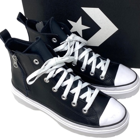 Converse Chuck Taylor Lugged Lift Platform Shoe Kid Leather A005540C NWOB - Picture 7 of 10